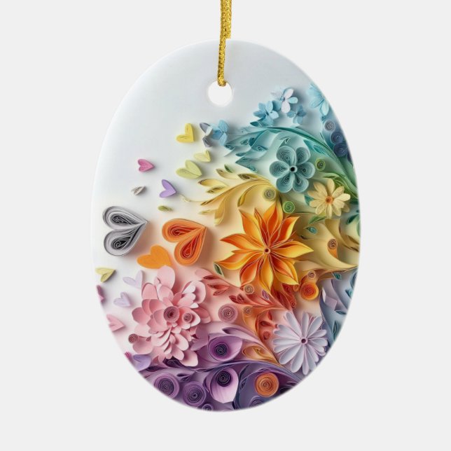 Flowers pendant ceramic tree decoration (Front)