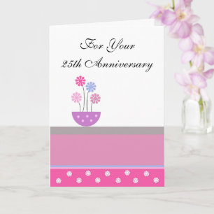 Flowers Personalised 25th Wedding Anniversary Card
