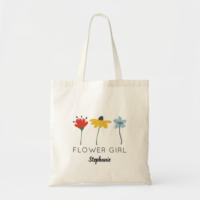 Flowers Personalised Flower Girl Tote Bag (Front)
