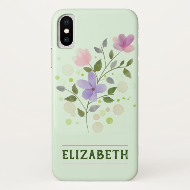 Flowers & Personalised Name Elizabeth Case-Mate iPhone Case (Back)