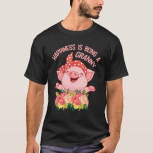 Flowers Pig Happiness Is Being A Granny Mother Son T-Shirt