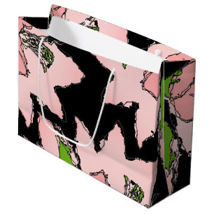 Flowers Pink and Green AKA Sorority Large Gift Bag