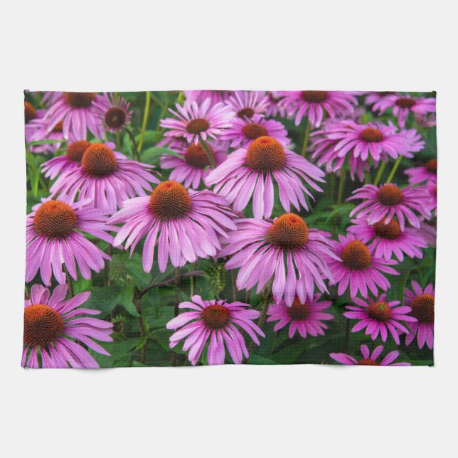 Flowers | Pink Coneflower Garden Tea Towel (Horizontal)