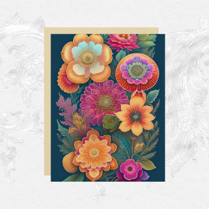 Flowers Pink Orange Colourful Scrapbook Paper