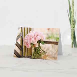 Flowers Pink Rose Bouquet Card