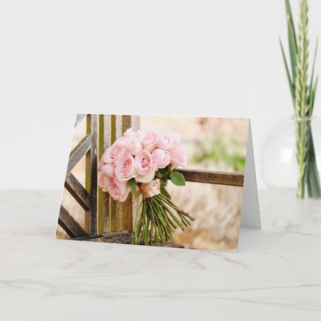 Flowers | Pink Rose Bouquet Card (Front)