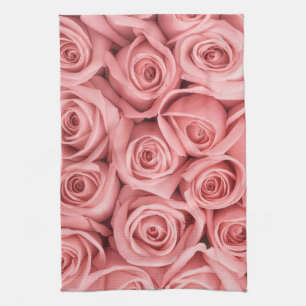 Flowers Pink Roses Tea Towel