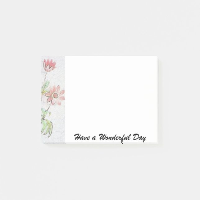 Flowers Post-it® Notes 4 x Have a wonderful day (Front)