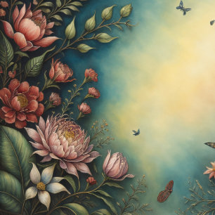 Flowers & postcard no3 vintage tissue paper