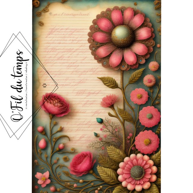 Flowers & postcard no4 vintage tissue paper (Creator Uploaded)