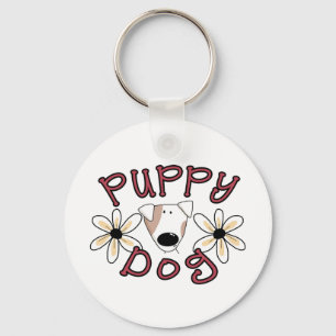 Flowers Puppy Dog Key Ring