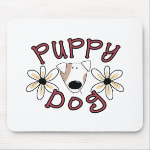 Flowers Puppy Dog Mouse Pad
