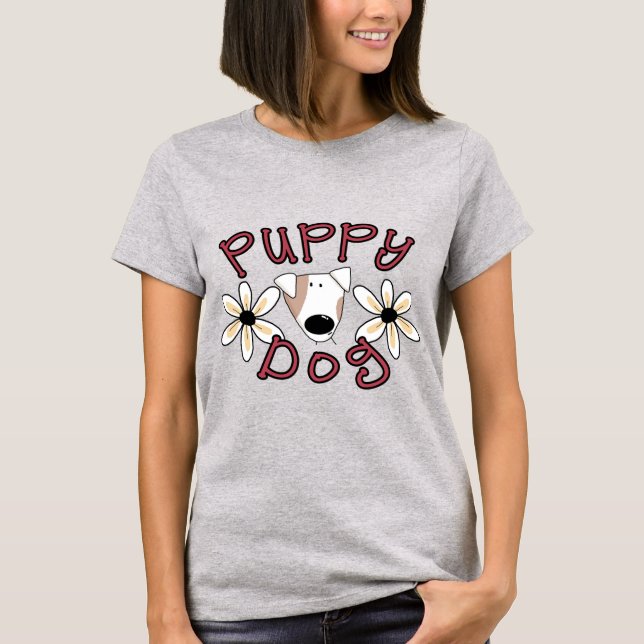 Flowers Puppy Dog T-shirts and Gifts (Front)