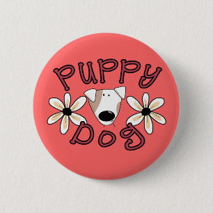 Flowers Puppy Dog T-shirts and Gifts 6 Cm Round Badge