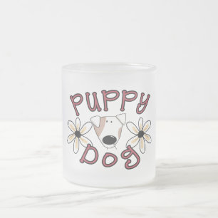Flowers Puppy Dog T-shirts and Gifts Frosted Glass Coffee Mug