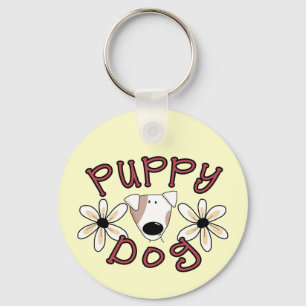 Flowers Puppy Dog T-shirts and Gifts Key Ring