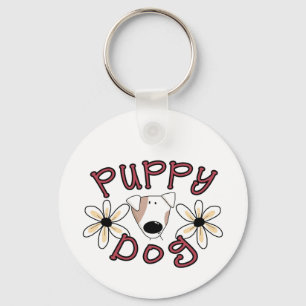 Flowers Puppy Dog T-shirts and Gifts Key Ring