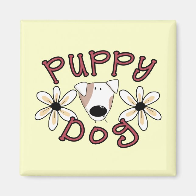 Flowers Puppy Dog T-shirts and Gifts Magnet (Front)