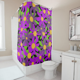Flowers purple and green shower curtain