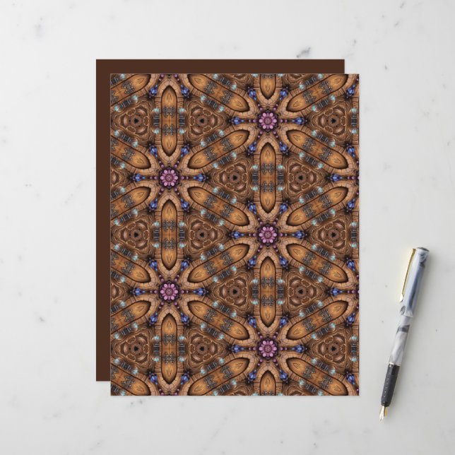 Flowers purple brown fussy ScrapJournal (Front/Back In Situ)