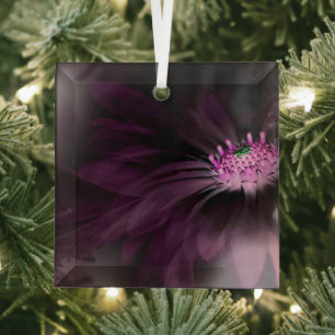 Flowers Purple Daisy Glass Tree Decoration