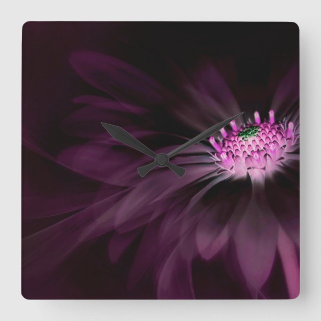 Flowers | Purple Daisy Square Wall Clock (Front)
