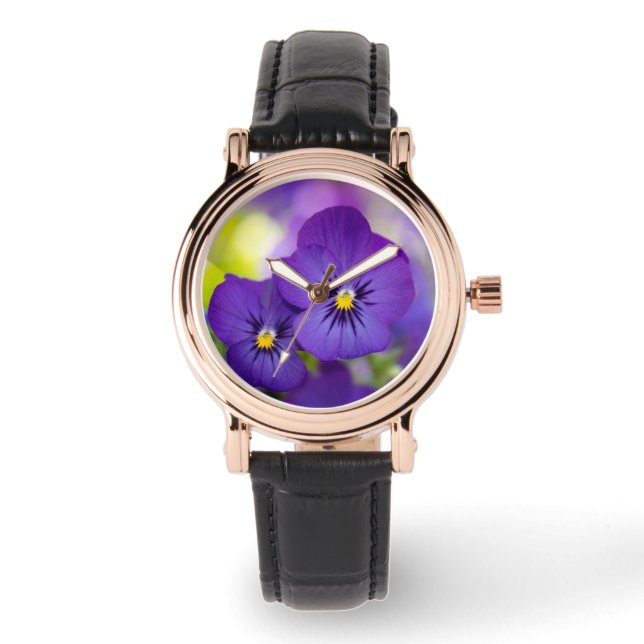 Flowers | Purple Pansies Watch (Front)