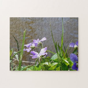 Flowers purple water river pond jigsaw puzzle