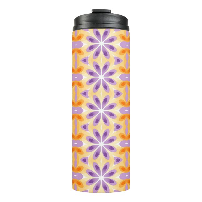 Flowers Purple Yellow Orange Thermal Tumbler (Front)
