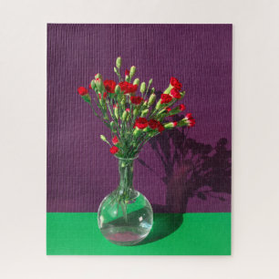 Flowers Red Carantion Bouquet Jigsaw Puzzle