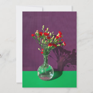 Flowers Red Carantion Bouquet Thank You Card