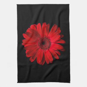 Flowers Red Gerbera Daisy Tea Towel