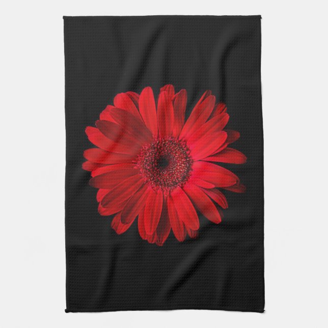 Flowers | Red Gerbera Daisy Tea Towel (Vertical)