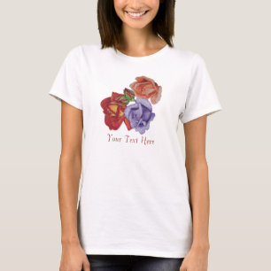 flowers red roses and rose buds floral art T-Shirt