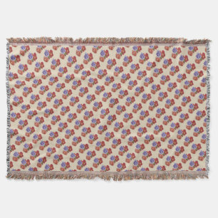 flowers red roses and rose buds floral art throw blanket