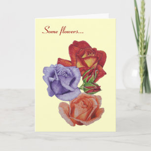 flowers red roses and rose buds floral card