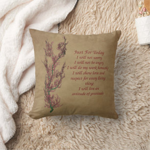 Flowers Reiki Just For Today Inspirational  Cushion