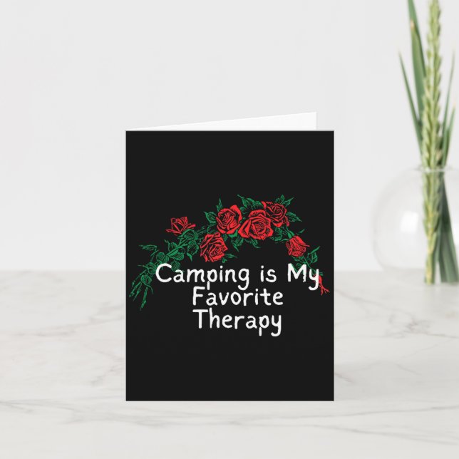 Flowers retro red graphic camping is favourite card (Front)