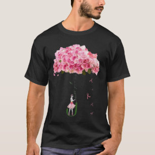 Flowers Ribbon Breast Cancer Awareness Fighter Wom T-Shirt
