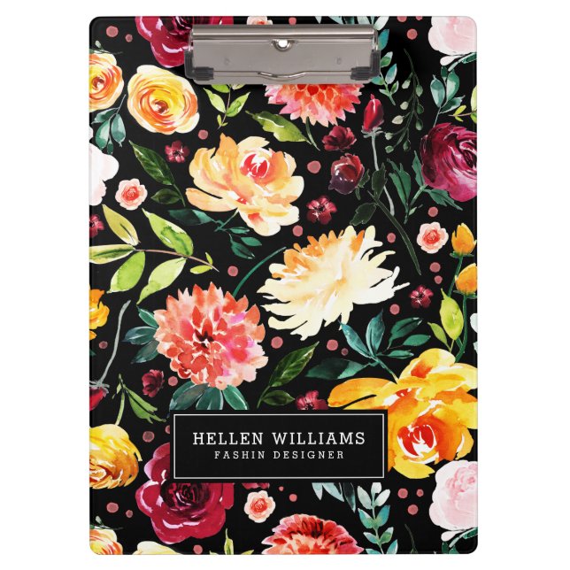 Flowers Riot Colourful watercolors pattern Clipboard (Front)