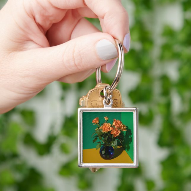 Flowers | Roses in Vase Key Ring (Hand)