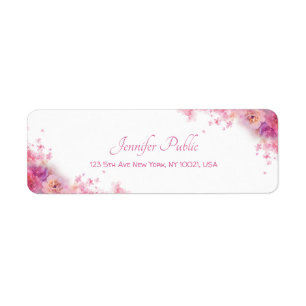 Flowers Roses Modern Hand Script Elegant Return