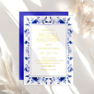 Flowers Royal Blue Bridal Shower Gold