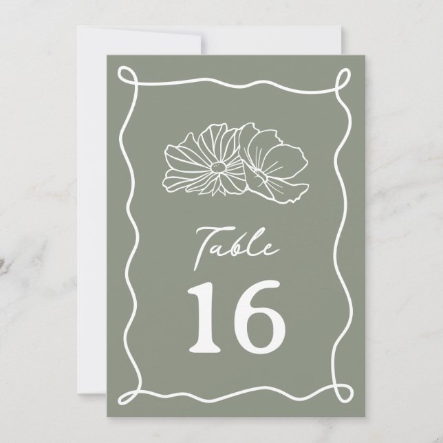 Flowers Sage Green Wedding Invitation (Front)