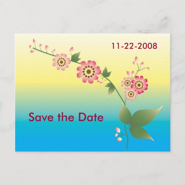 Flowers Save the date Announcement Postcard (Front)