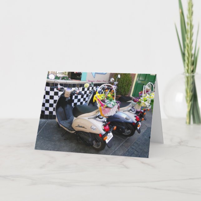 Flowers & Scooters Greeting Card! Card (Front)
