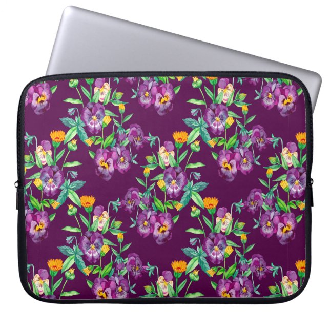 Flowers seamless pattern background. Abstract coll Laptop Sleeve (Front)