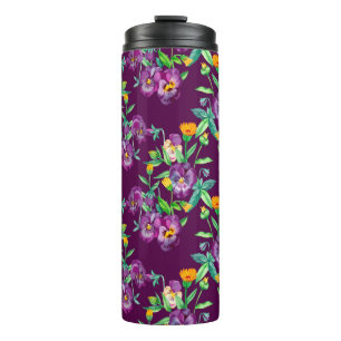 Flowers seamless pattern background. Abstract coll Thermal Tumbler