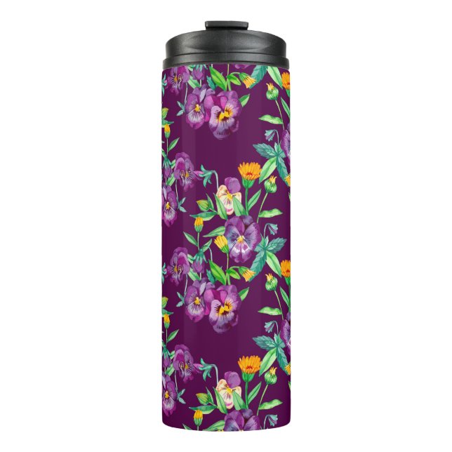 Flowers seamless pattern background. Abstract coll Thermal Tumbler (Front)