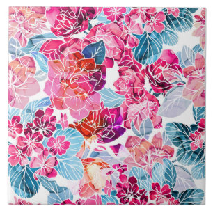 flowers seamless pattern ceramic tile